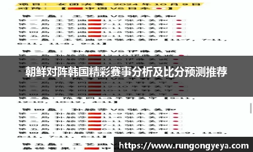 朝鲜对阵韩国精彩赛事分析及比分预测推荐